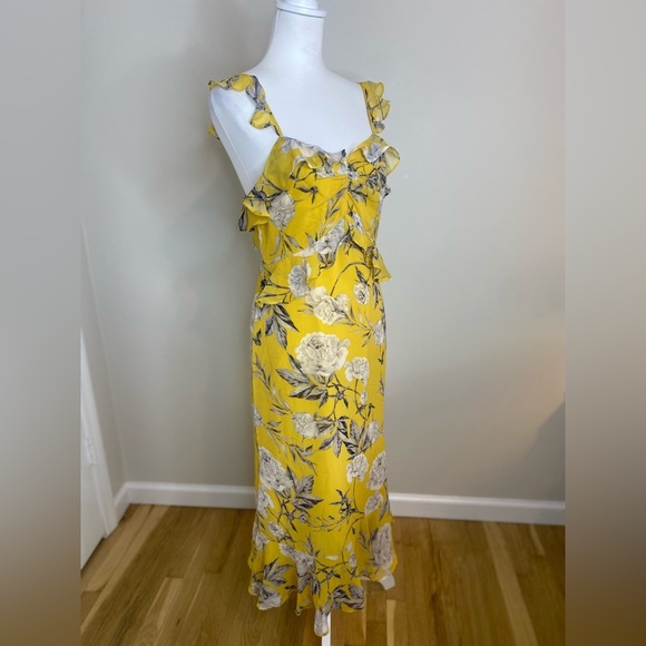 Lucy Paris Marissa Ruffled Yellow Floral Dress Size Medium - Picture 4 of 11